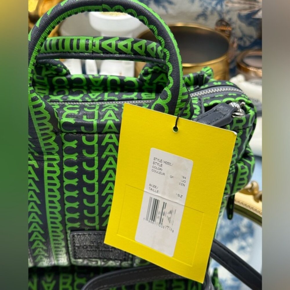 🆕 MARC JACOBS 🧿 NWT Monogram Print Micro Tote Bag, Black & Green - Picture 10 of 16